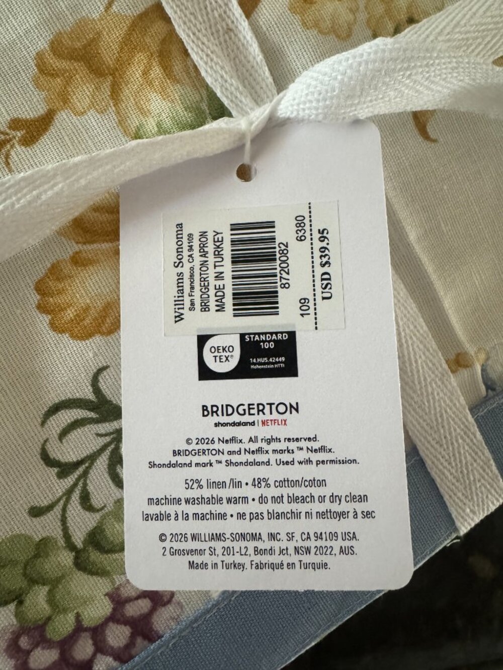 Bridgerton Apron by Williams Sonoma NWT! - Picture 4 of 4